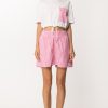 Twin-Set Shorts Stampa Vichy In Popeline Bic Off White/Hot Pink Wholesale