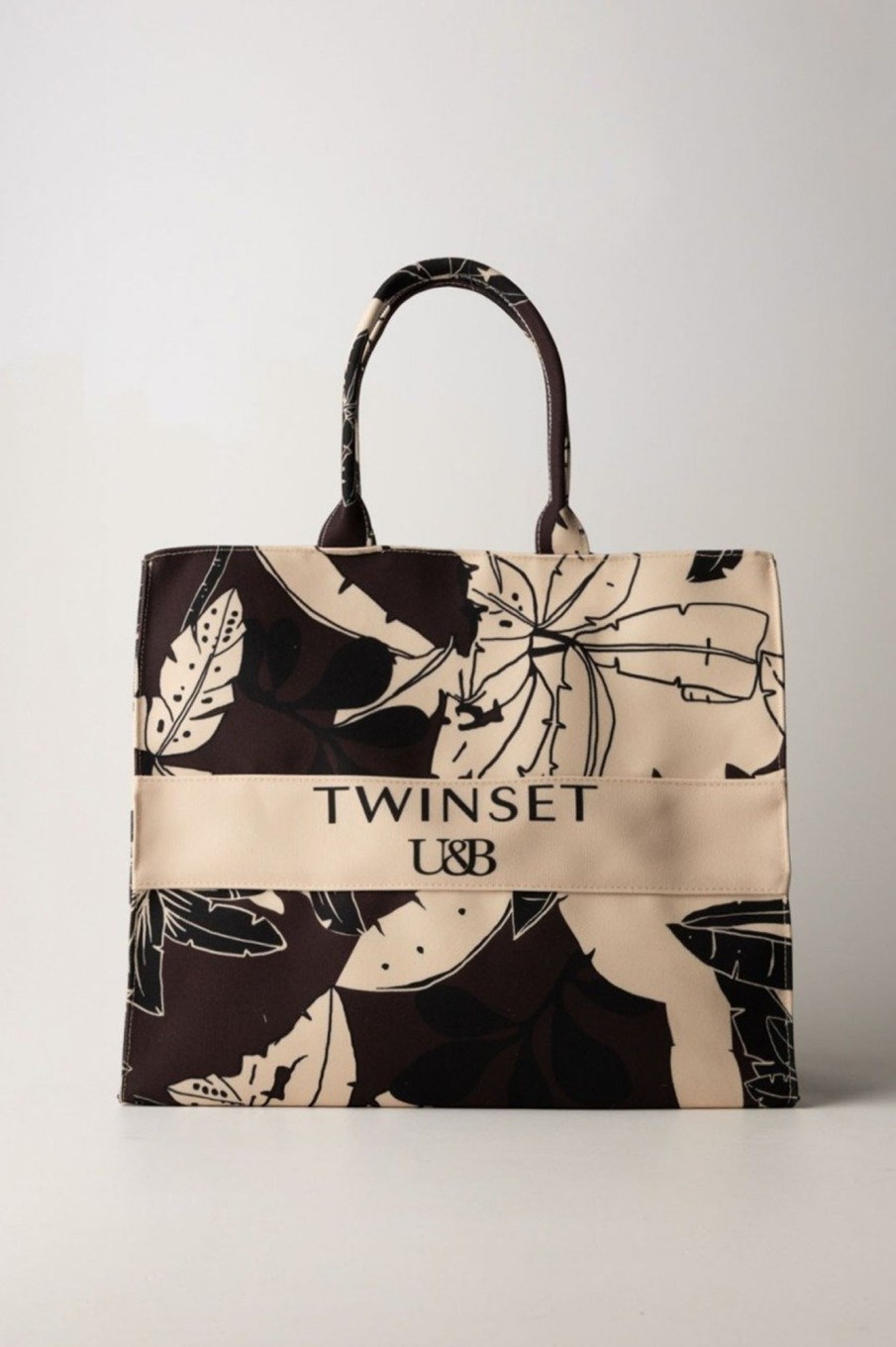 Twin-Set Tote Bag In Canvas St Exotic Bitter Chocolate Online