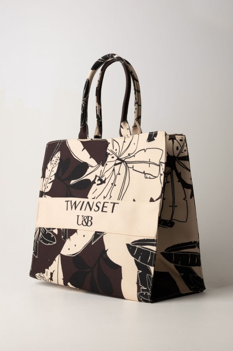 Twin-Set Tote Bag In Canvas St Exotic Bitter Chocolate Online