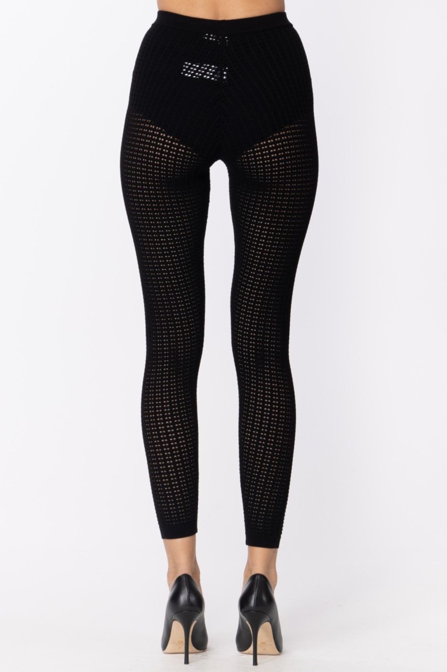 Elisabetta Franchi Leggings Alla Caviglia Con Fascione In Punto Vita Nero Clearance