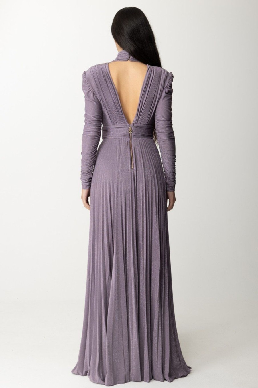 Elisabetta Franchi Abito Red Carpet In Jersey Lurex Pliss00E9 Candy Violet Online