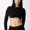 Elisabetta Franchi Crop Top In Maglia Nero Wholesale