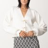 Elisabetta Franchi Cardigan In Maglia Con Fiocchetti Burro Online