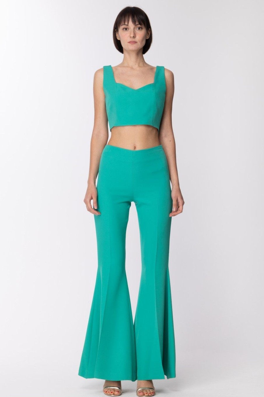 Dramèe Crop Top Con Scollo Cuore Verde Online