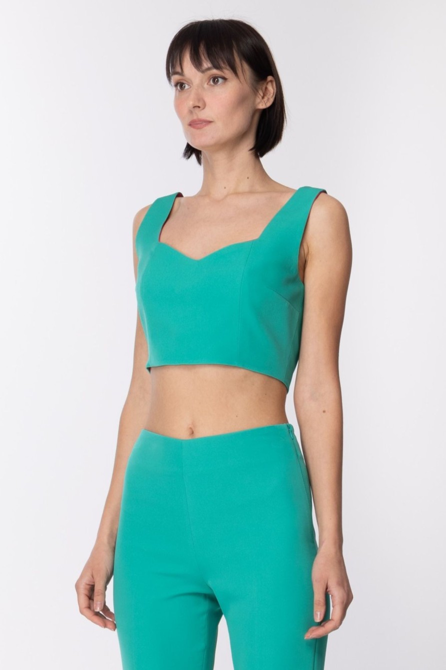 Dramèe Crop Top Con Scollo Cuore Verde Online