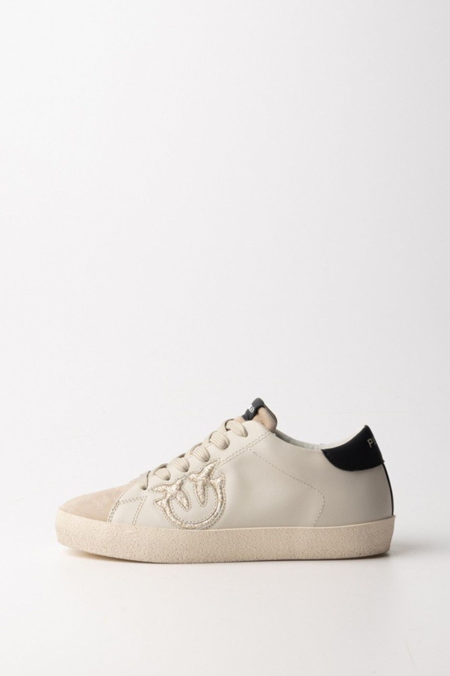 Pinko Sneakers Con Tallone A Contrasto Beige/Nero/Oro Clearance