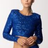 Dramèe Crop Top Full Paillettes Blu New