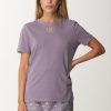 Elisabetta Franchi T-Shirt Con Placca Logo In Velluto Candy Violet Wholesale