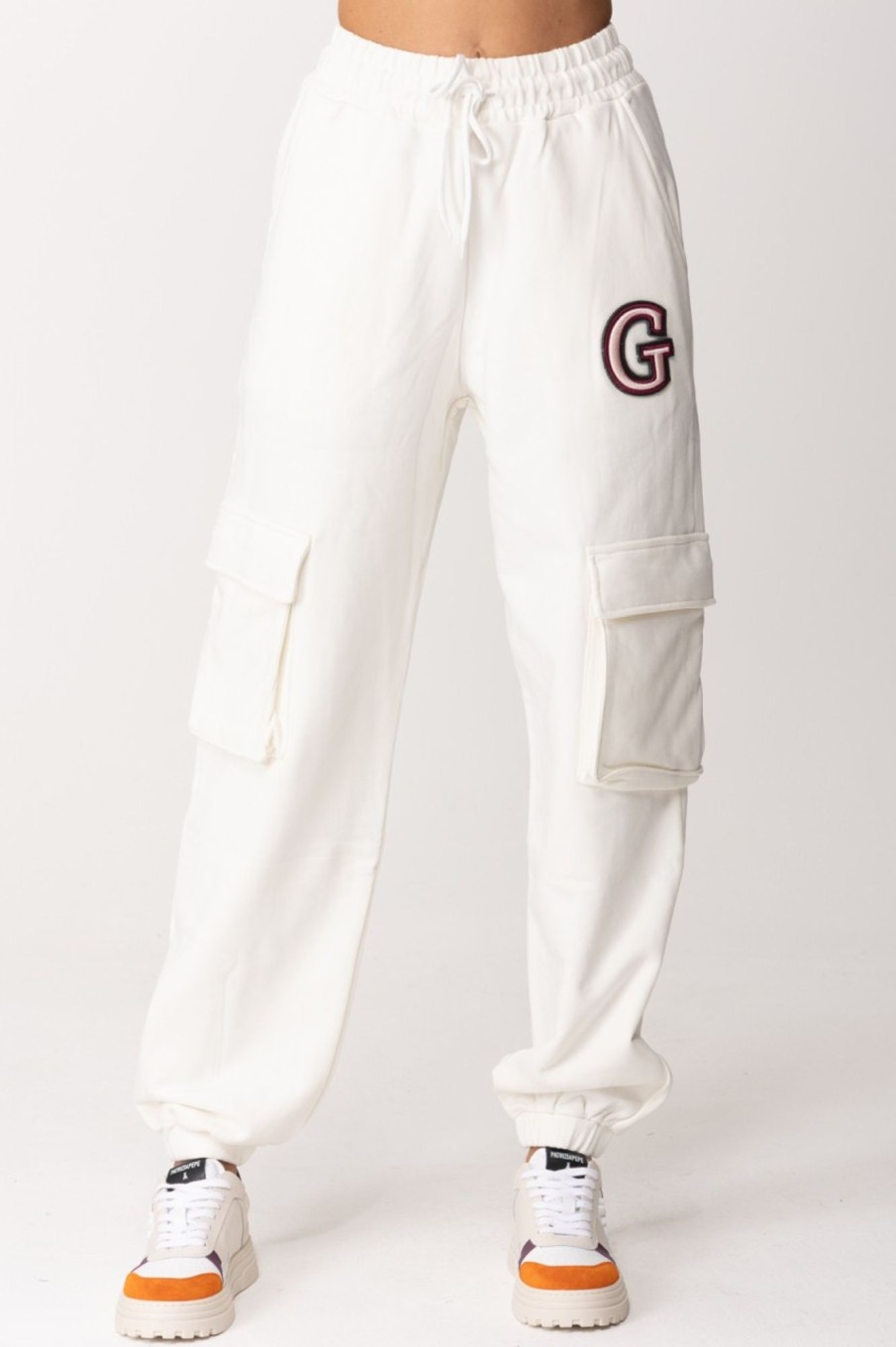 Gaelle Paris Pantaloni Cargo In Felpa Offwhite Best