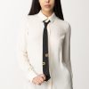 Elisabetta Franchi Camicia In Georgette Con Cravatta Burro Hot