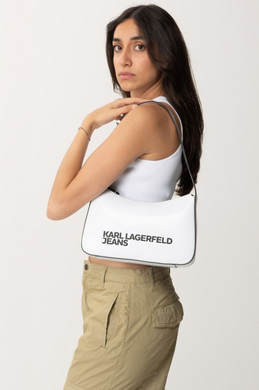 Karl Lagerfeld Borsa Baguette Logata White Hot