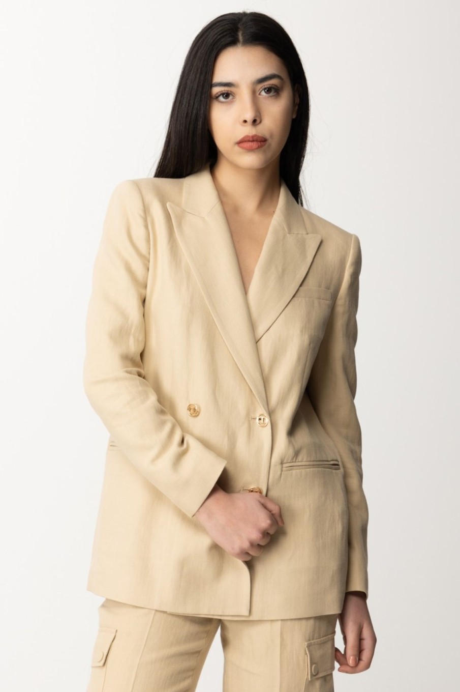 Twin-Set Blazer In Lino E Cotone Almond Milk Online