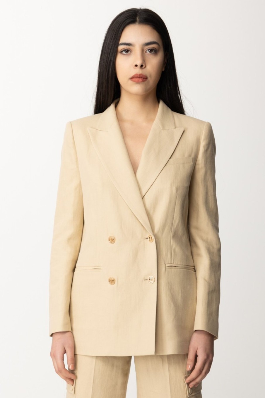 Twin-Set Blazer In Lino E Cotone Almond Milk Online