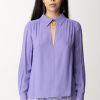 Elisabetta Franchi Camicia Con Accessorio Al Collo E Scollo Sul Retro Iris New