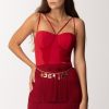 Elisabetta Franchi Miniabito In Cr00Eape Con Corpetto Red Velvet Hot