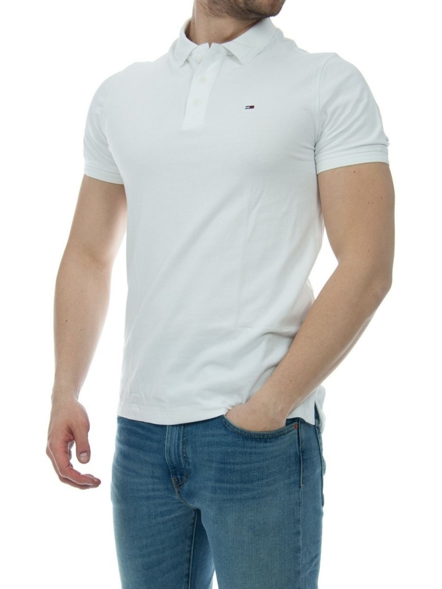 Tommy Hilfiger Polo Tommy Hilfiger Uomo Garment Dye Stretch Lavato 100 Classicwhite Clearance