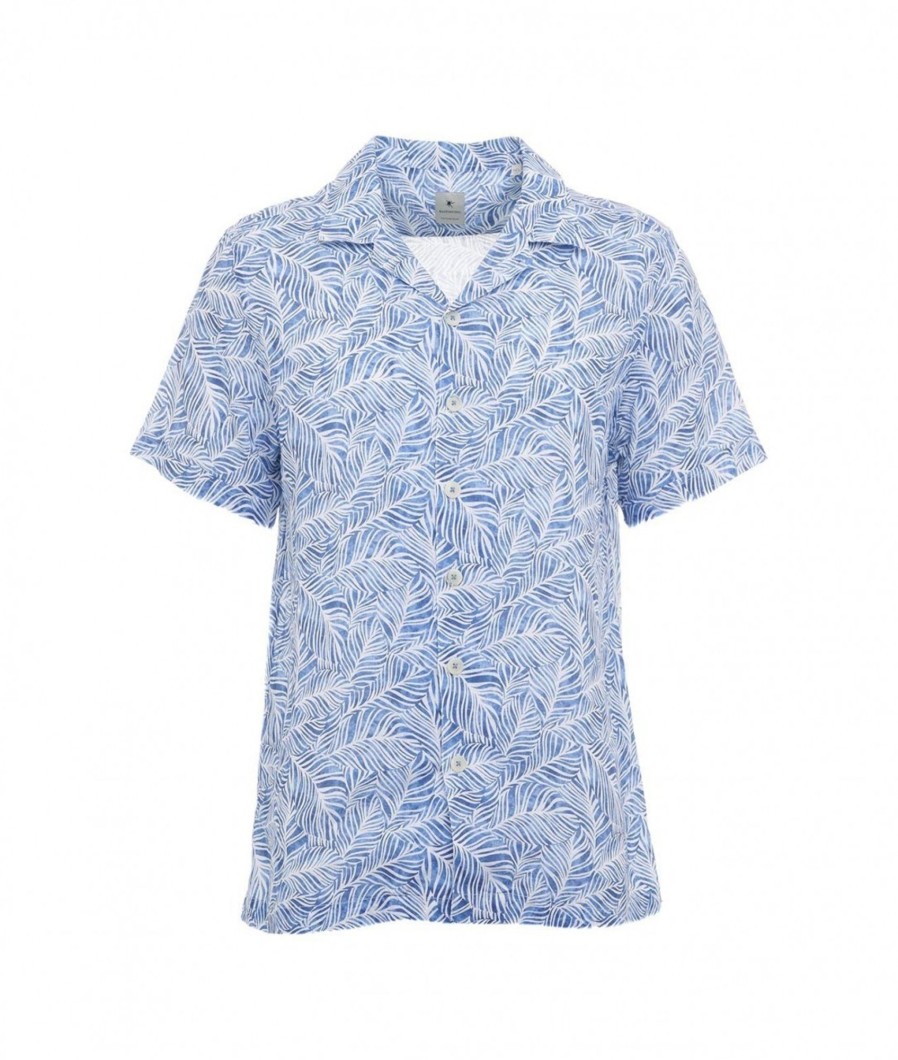 Bastoncino Camicia In Lino Blu Hot