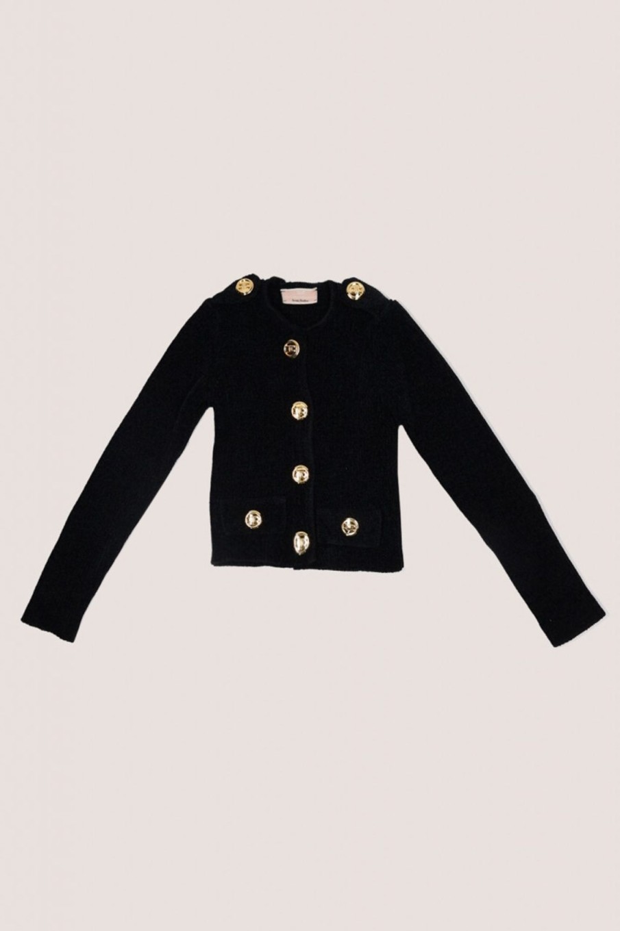 ELISABETTA FRANCHI BAMBINA Cardigan In Ciniglia Con Bottoni Logati Nero Best