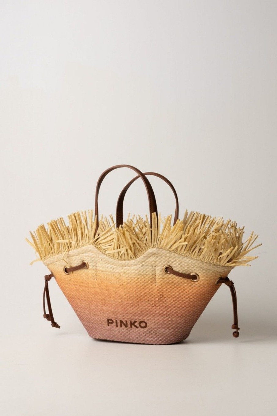 Pinko Shopper Bag Multicolor Con Frange Fucsia/Arancione/Naturale Hot