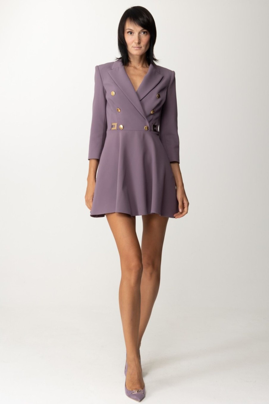 Elisabetta Franchi Abito Robe-Manteau Con Gonna Godet Candy Violet Clearance