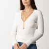 Elisabetta Franchi Top A A Costine Con Collana Avorio New