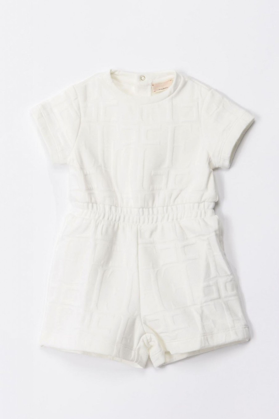 ELISABETTA FRANCHI BAMBINA Pagliaccetto In Felpa Con Logo Embossed Light Cream Online