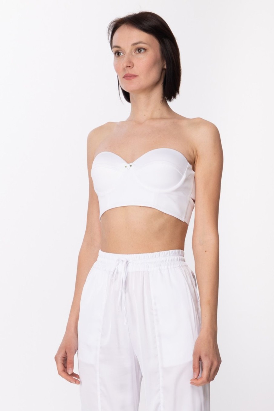 Aniye By Top Bustier In Raso Stretch White Hot