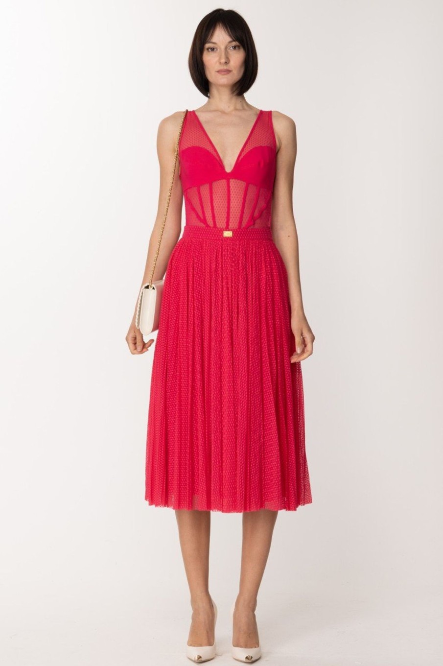 Elisabetta Franchi Gonna Midi In Tulle Fuxia Wholesale