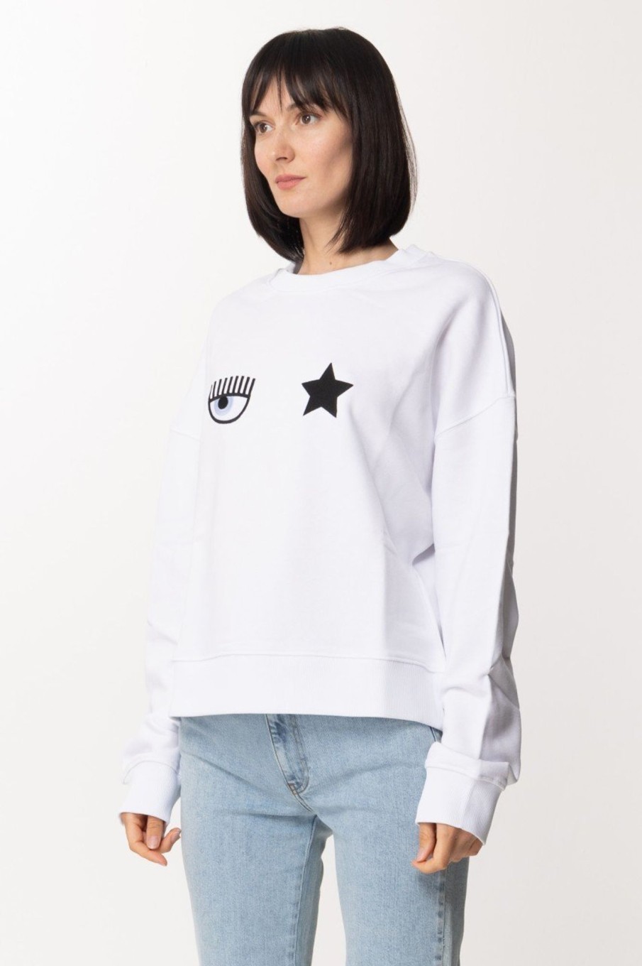 Chiara Ferragni Felpa Girocollo Con Logo Eye Star White Online