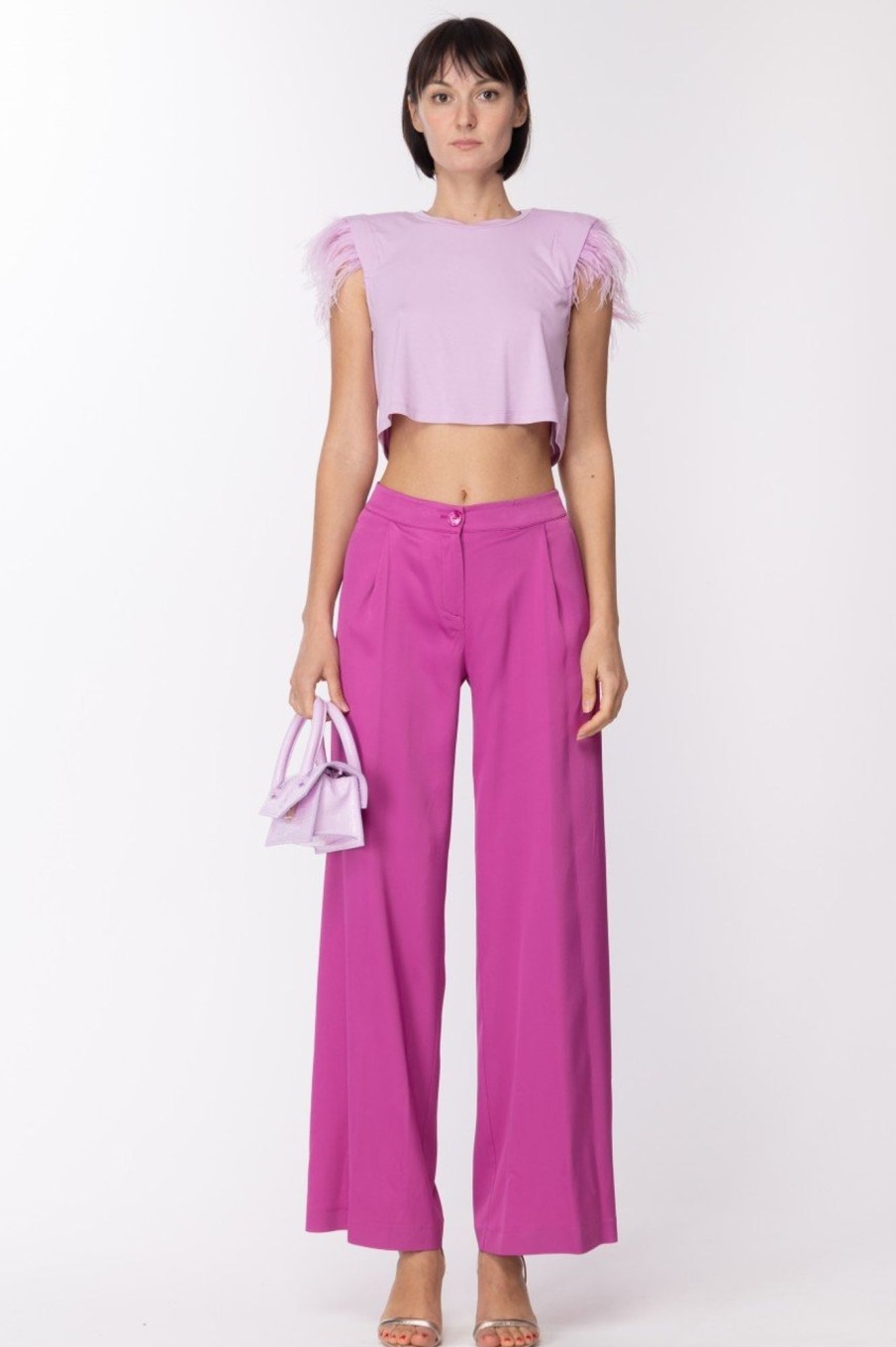 Patrizia Pepe Top Con Piumette Fresh Lilac Online