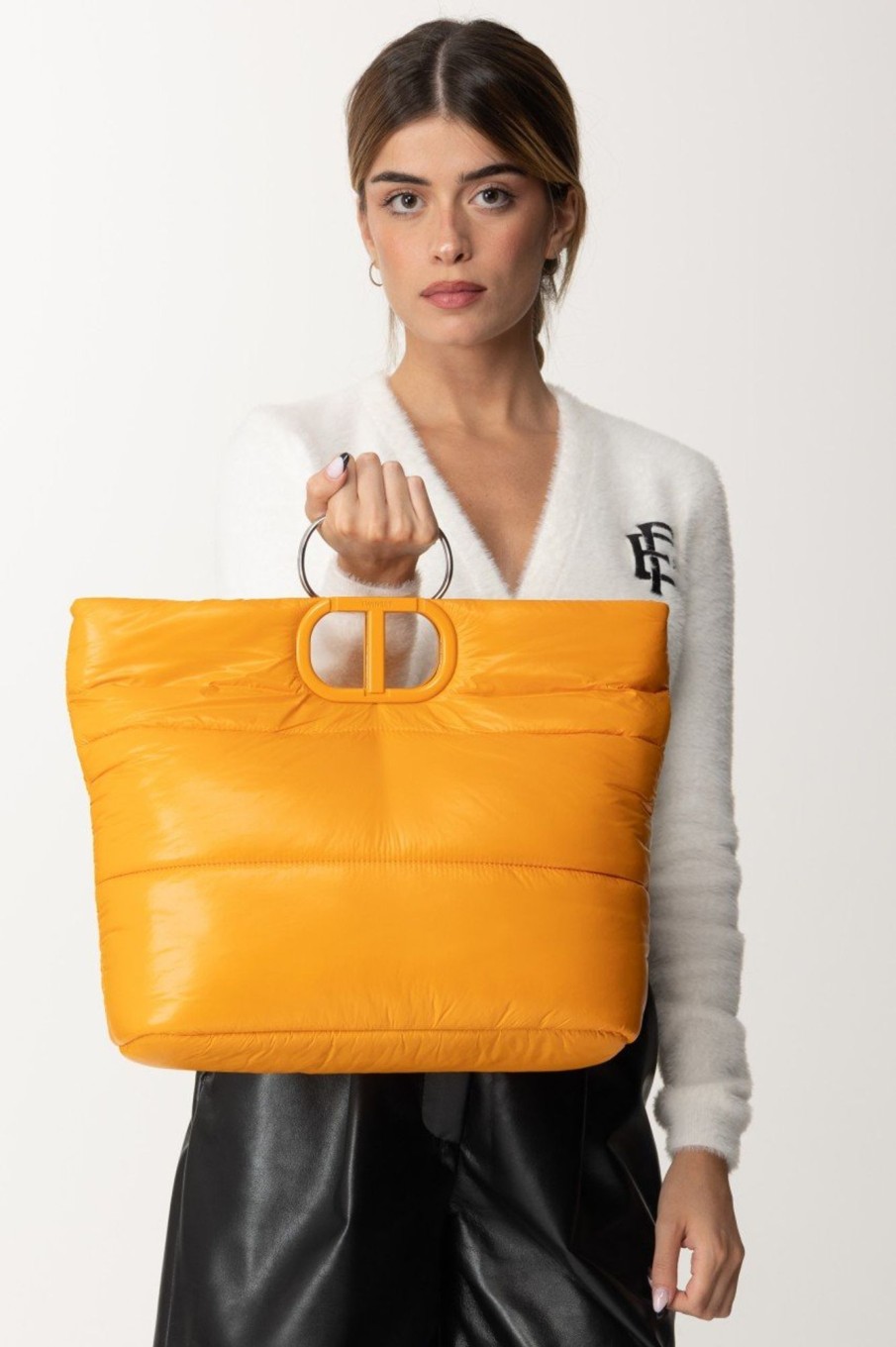 Twin-Set Tote Bag Media Imbottita Yellow Fizz Best