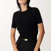 Elisabetta Franchi T-Shirt In Maglia Con Tessitura Losanga Nero Online