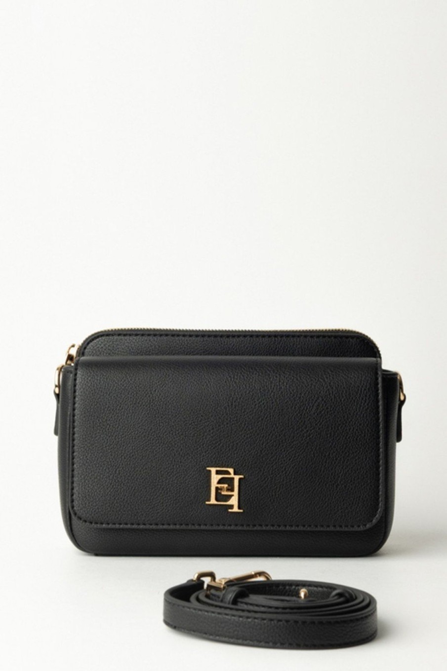 Elisabetta Franchi Camera Bag Con Tasca Esterna E Logo Nero Best