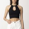 Guess Crop Top Tricot Con Orlo In Pizzo Jet Black A996 Online