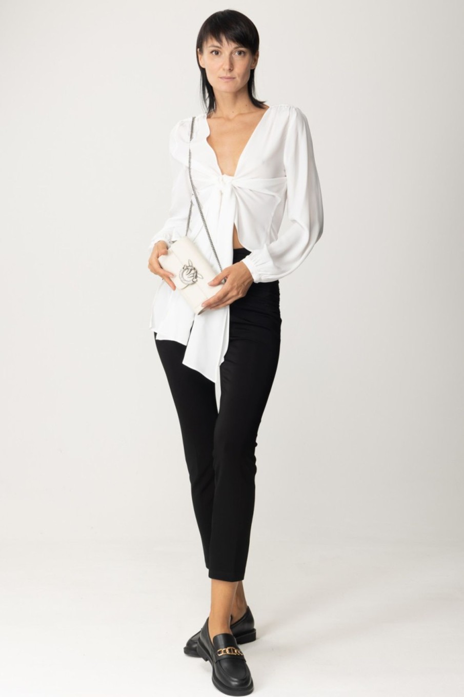 Pinko Blusa Con Nodo Bianco-Biancaneve New