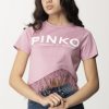 Pinko T-Shirt Con Logo E Piumette Fumo Orchidea Wholesale