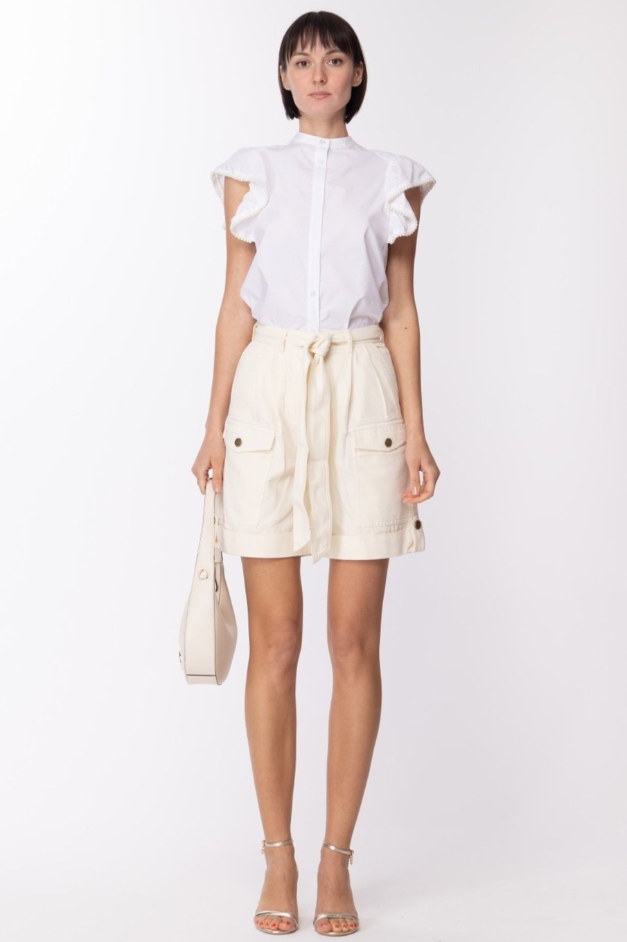 Twin-Set Shorts Con Tasconi E Fusciacca Antique White Online