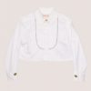 ELISABETTA FRANCHI BAMBINA Camicia Crop Con Strass E Bottoni Dorati Bianco Ottico Online