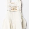 ELISABETTA FRANCHI BAMBINA Abito In Maglia Con Ricamo Logo Ivory/Sand Clearance