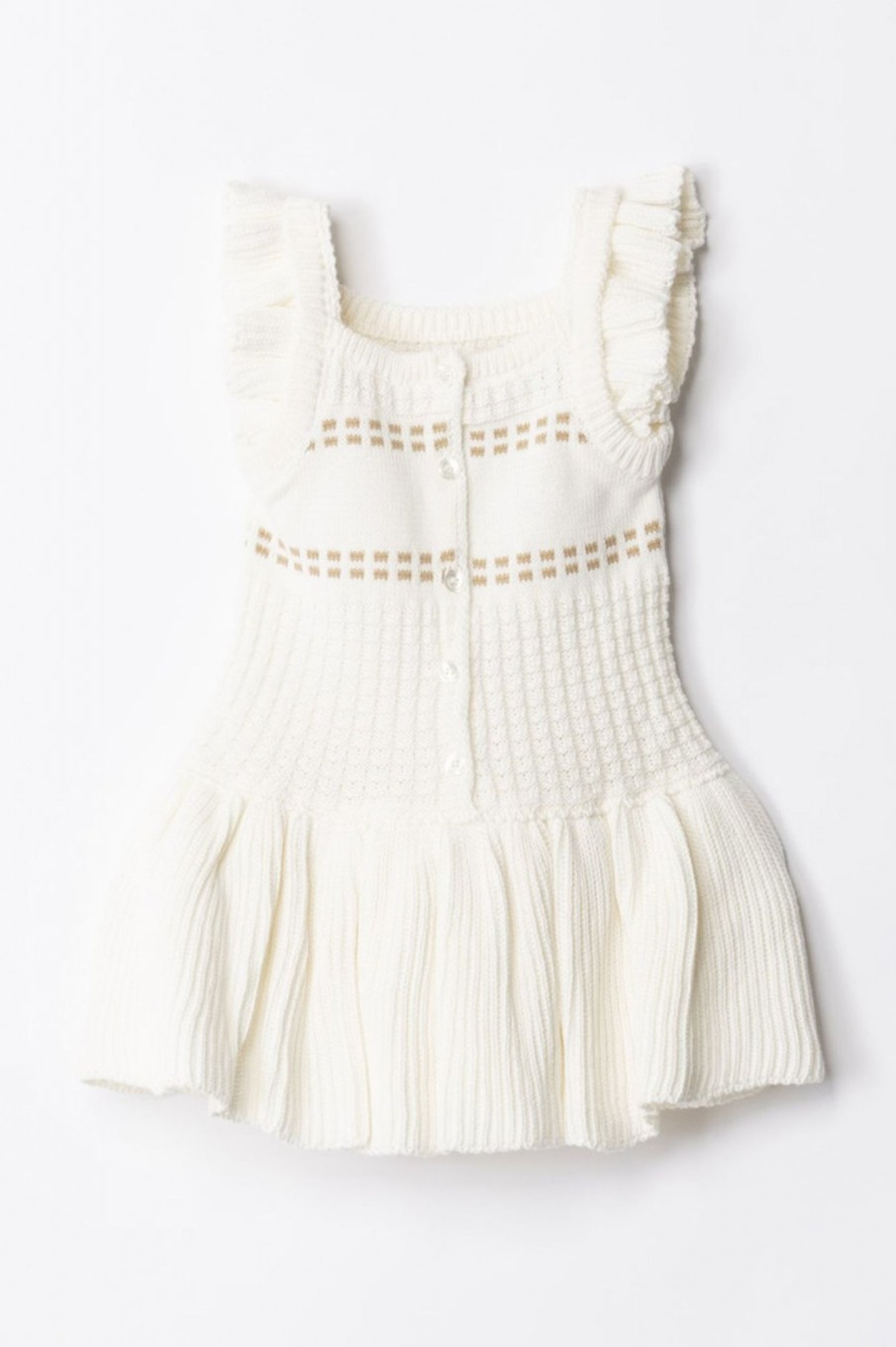 ELISABETTA FRANCHI BAMBINA Abito In Maglia Con Ricamo Logo Ivory/Sand Clearance