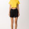 Twin-Set T-Shirt Crop Con Ricamo Su Retro Vivid Yellow Clearance