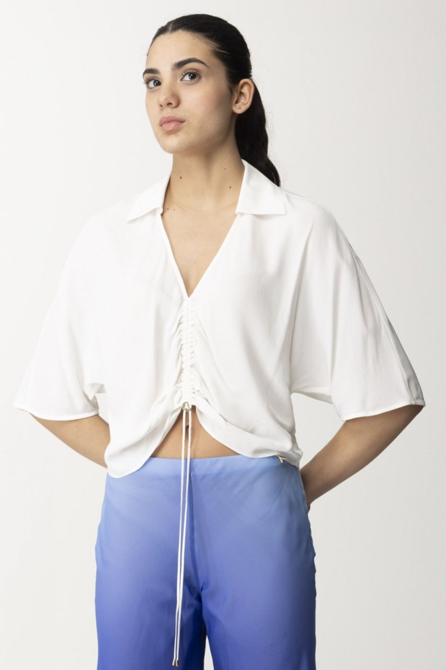 Patrizia Pepe Blusa Con Nodo Bianco Online