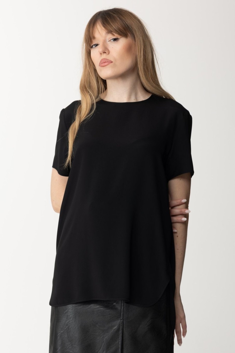 Simona Corsellini T-Shirt In Seta Nero Best