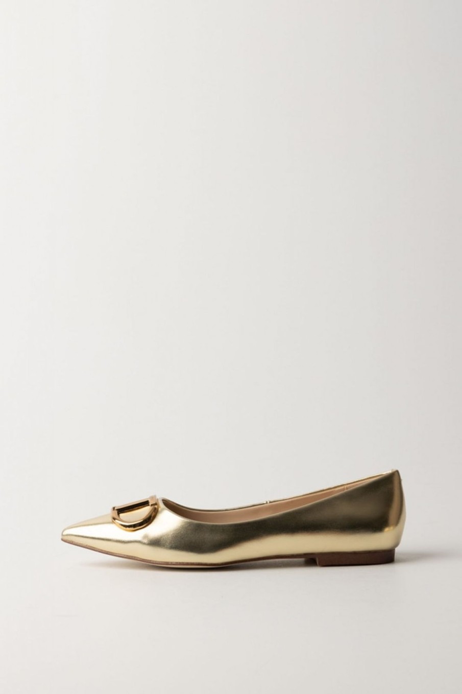 Twin-Set Ballerine In Pelle Laminata Oro New