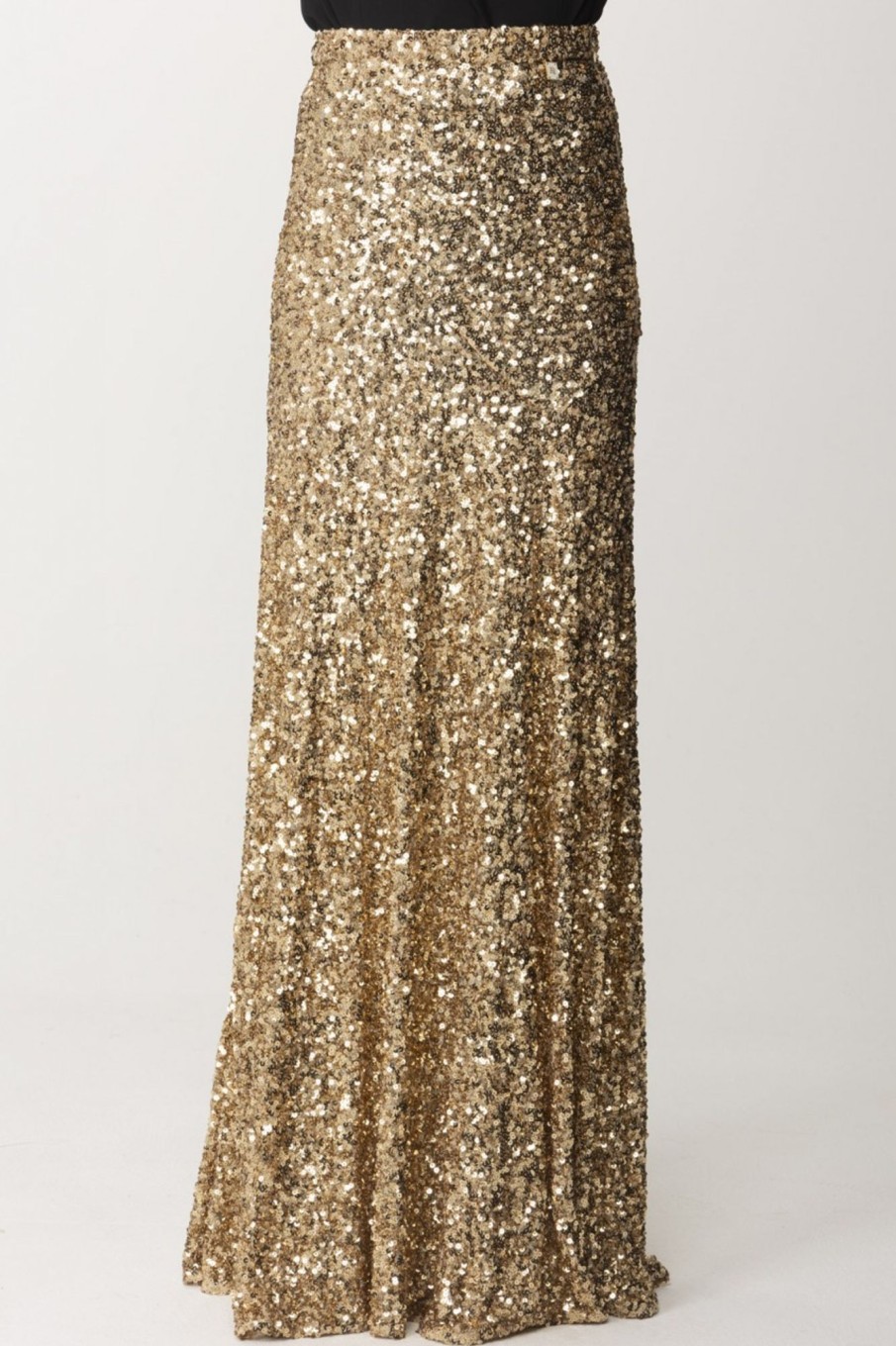 Elisabetta Franchi Gonna Lunga In Tulle Full Paillettes Oro Best