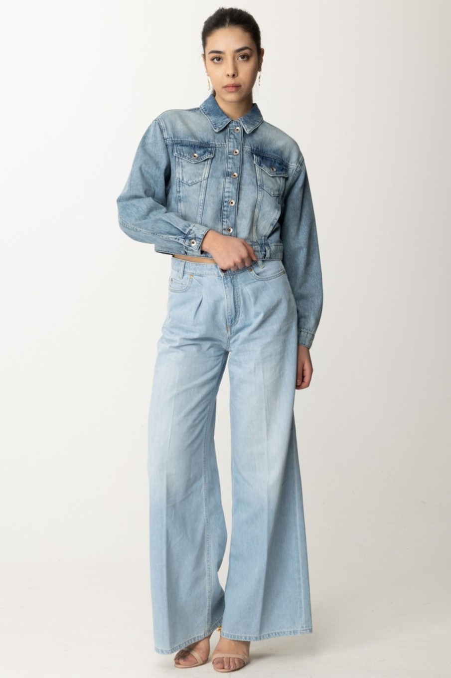 Patrizia Pepe Giubbotto In Denim Light Blue Wash Online