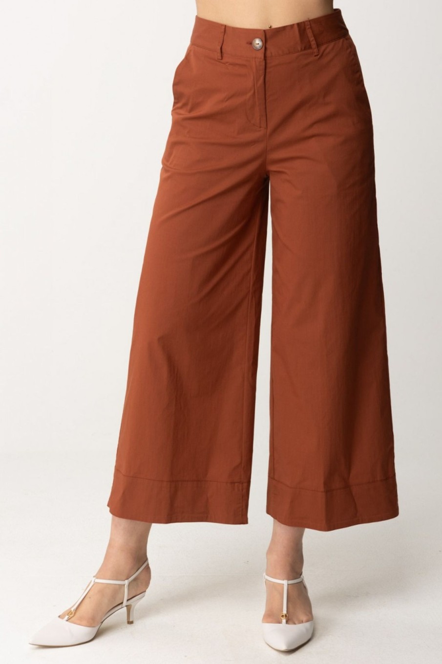 Alessia Santi Pantaloni Cropped In Cotone Sequoia Wholesale