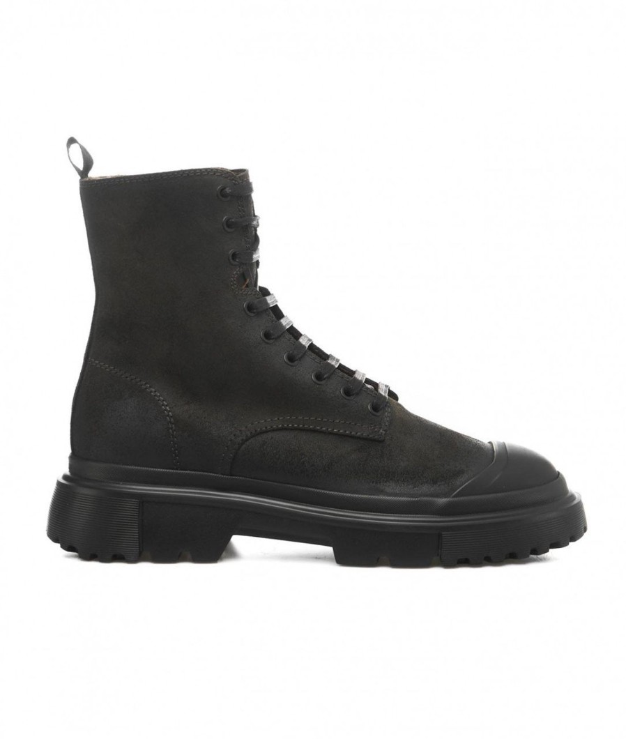 Hogan Stivali Stringati In Pelle Nero Online