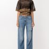 Just Cavalli Top In Rete Con Stampa Animalier Curry Best