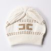 ELISABETTA FRANCHI BAMBINA Berretto Tricot Con Logo A Contrasto Ivory/Sand Online